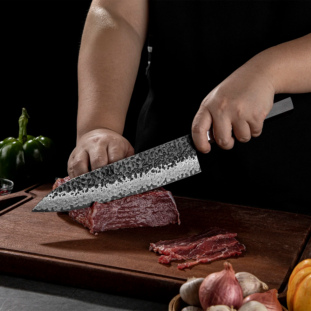 Damascus Chef Knife – Versatile, Multipurpose Kitchen Knife with Ergonomic Ebony Handle