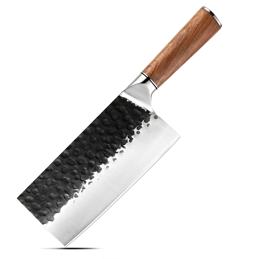 Heavy-Duty Cleaver, Hikari – Carbon Stainless Steel, Rosewood Handle – For Chopping and Butchering Tough Ingredients