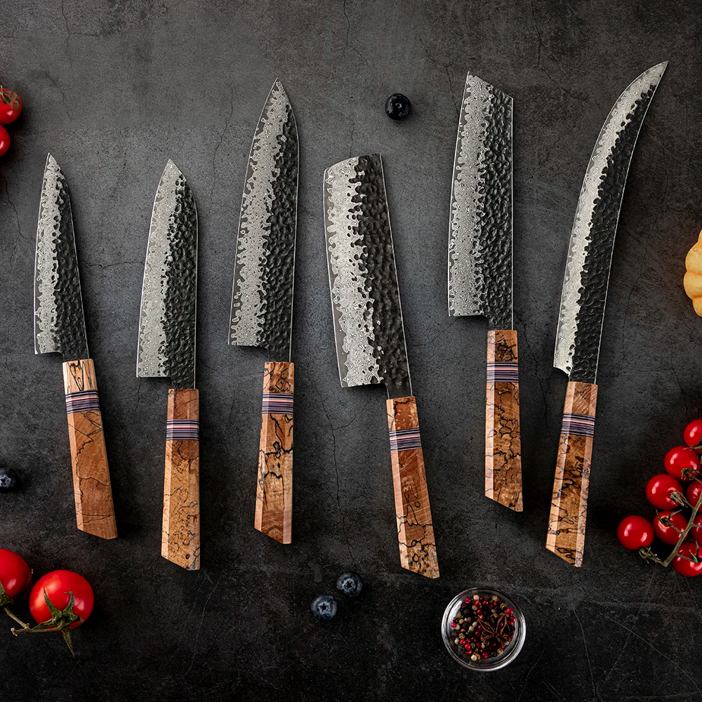 Professional Chef Knife - Japanese Style Professional 67-Layer Damascus Steel and Spalted Maple