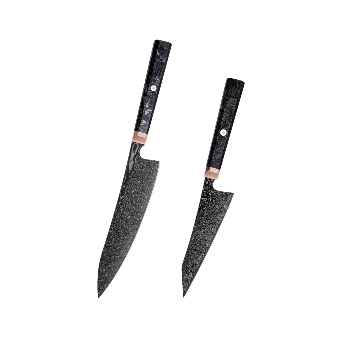 Hikari All-Black 67-Layer Damascus Steel Knife Set with Carbon Fiber Handles H351