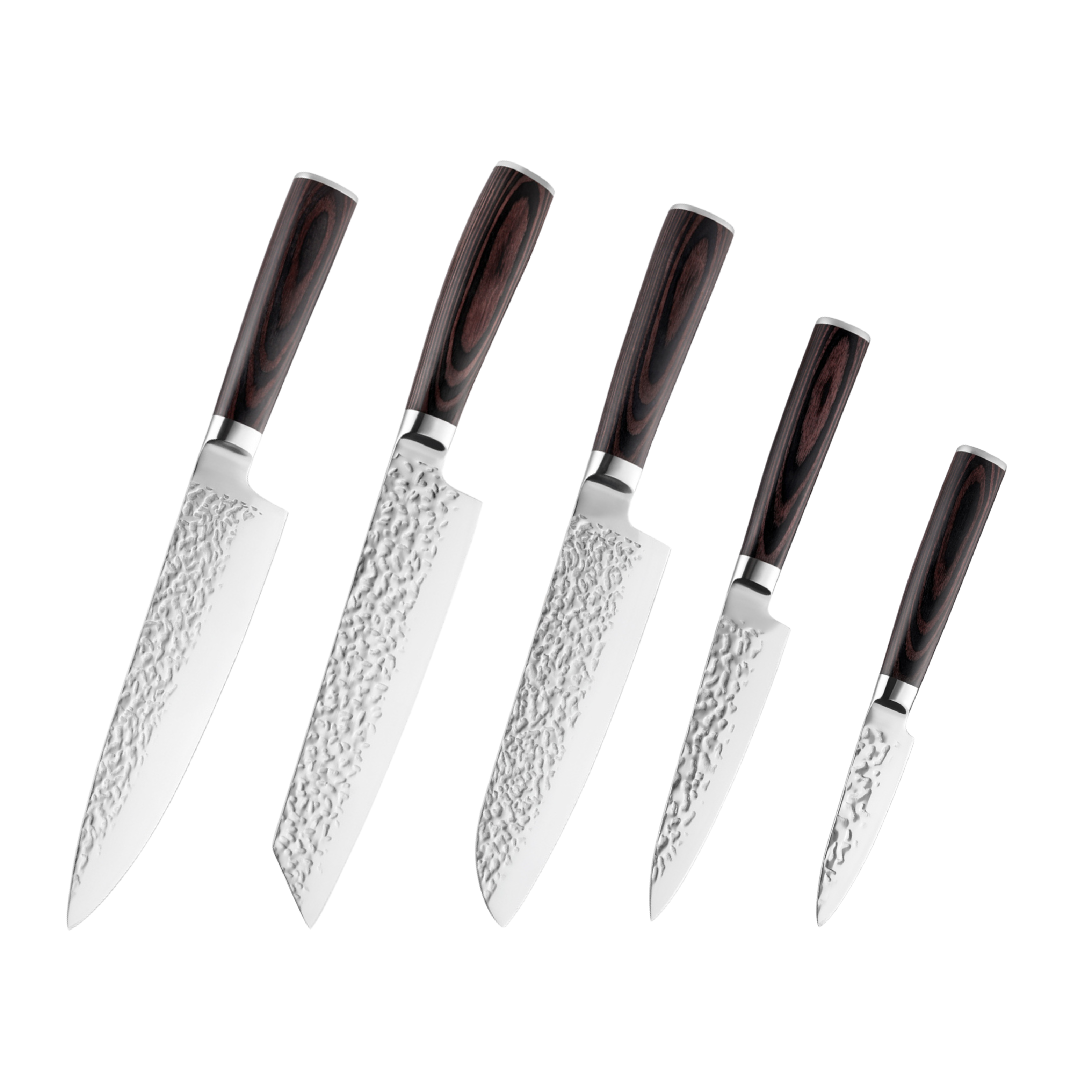 Hikari Hammered Stainless Steel Knife Set with Pakkawood Handles H331