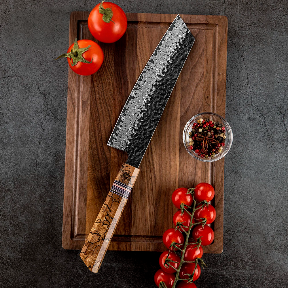 Multi-Purpose Kiritsuke Knife, Hikari – VG-10 Damascus Steel, Maple Handle - Ideal for Meat and Vegetables