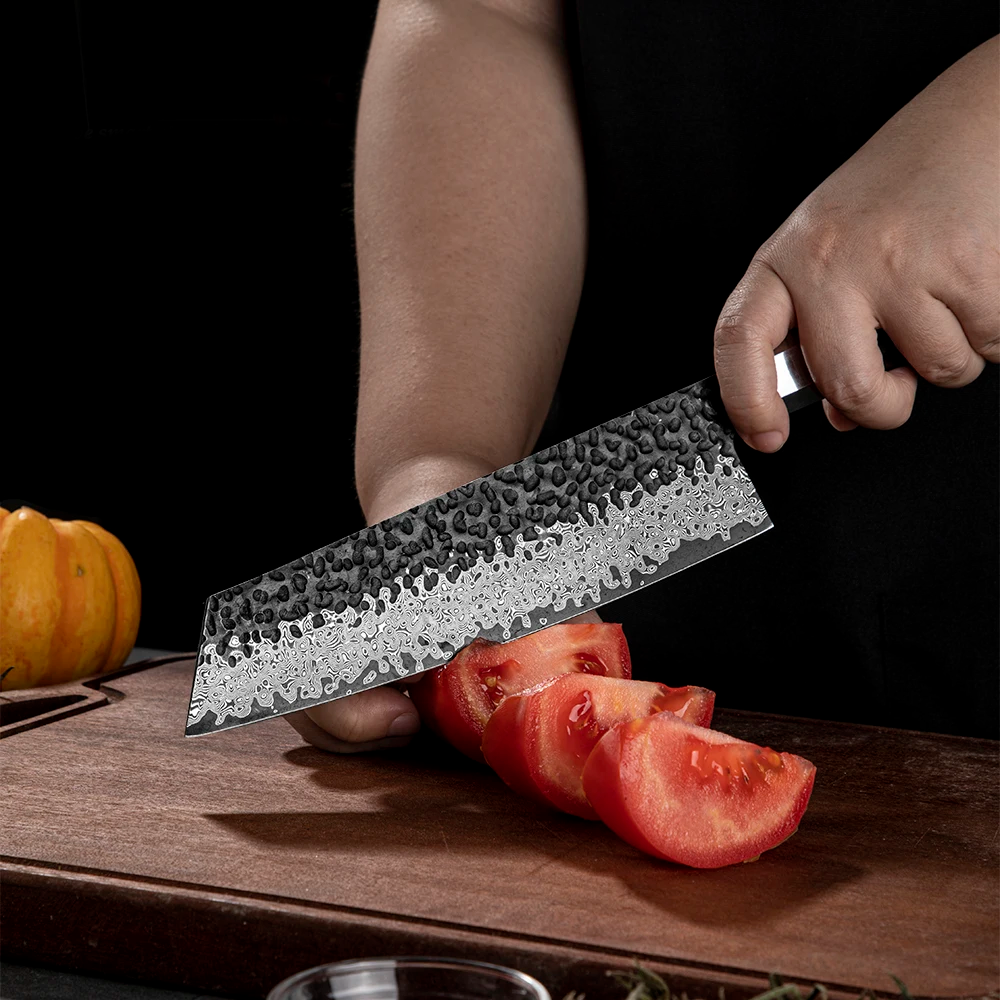 Multi-Purpose Kiritsuke Knife, Hikari – VG-10 Damascus Steel, Maple Handle - Ideal for Meat and Vegetables