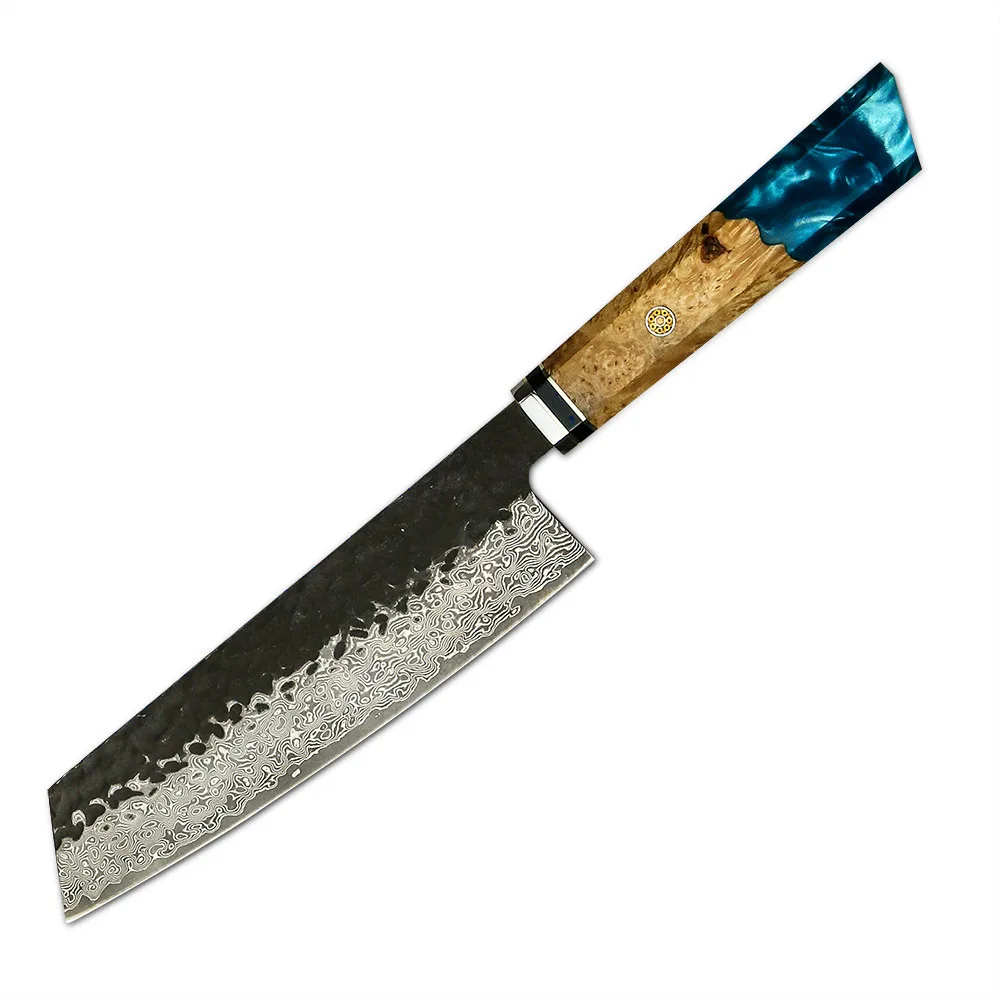 Professional Kiritsuke Knife, Hikari – VG-10 Damascus Blade, Kurouchi Finish, Japanese Style Knife for Slicing & Cutting