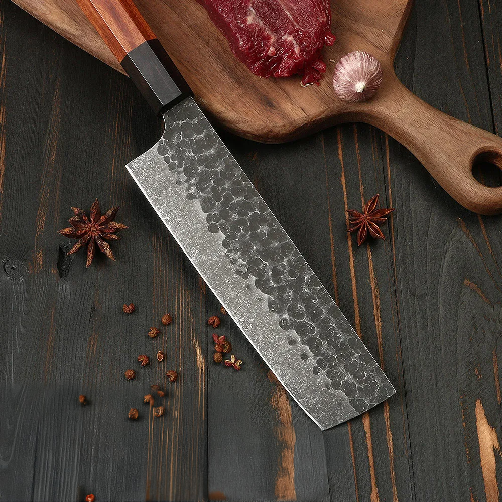 Nakiri Knife – High Carbon Steel Blade, Ebony Wood Handle for Perfect Vegetable Slicing and Chopping