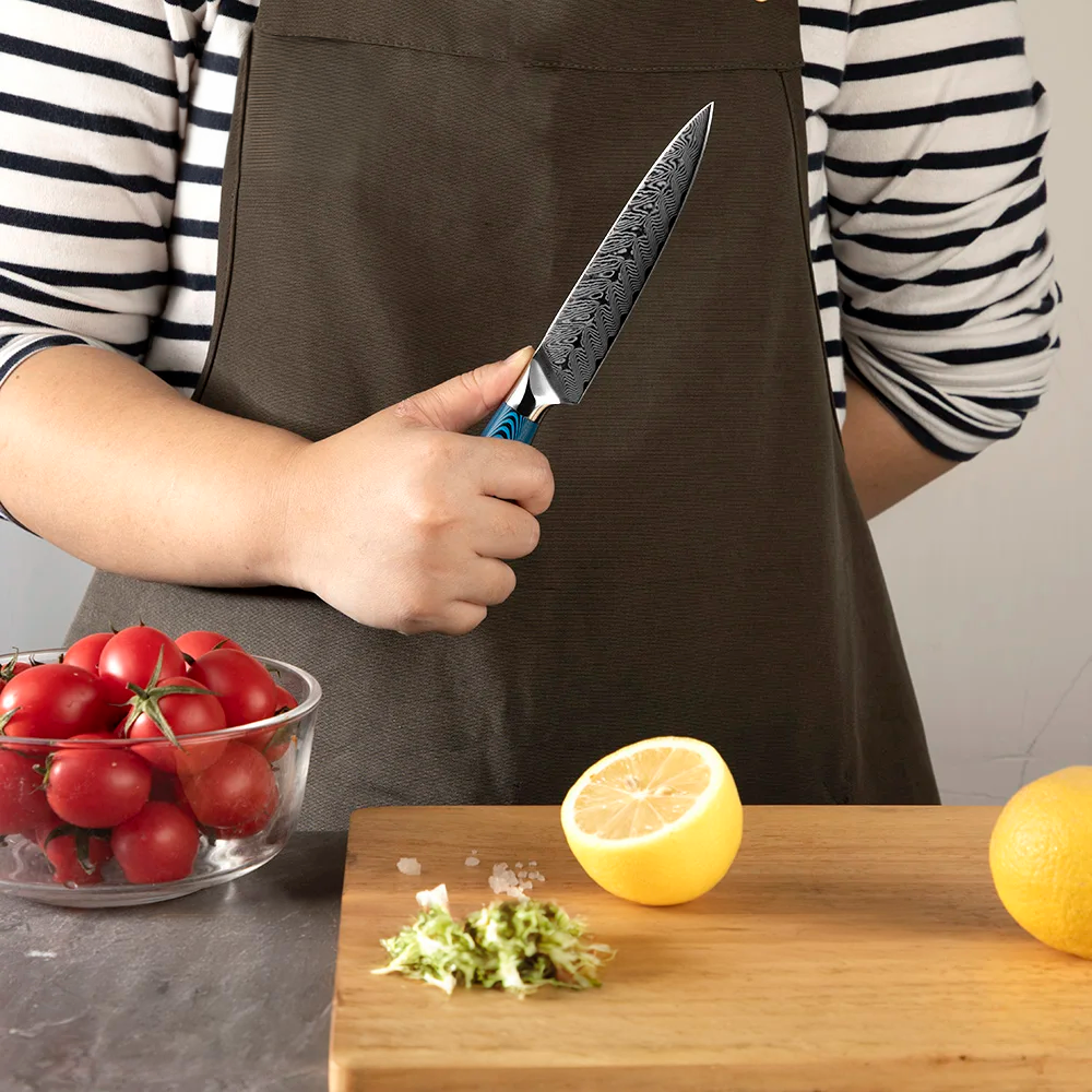 Professional Paring / Sharp Small Knife, Hikari – Damascus Blade, Pakkawood Handle, for Trimming Vegetables