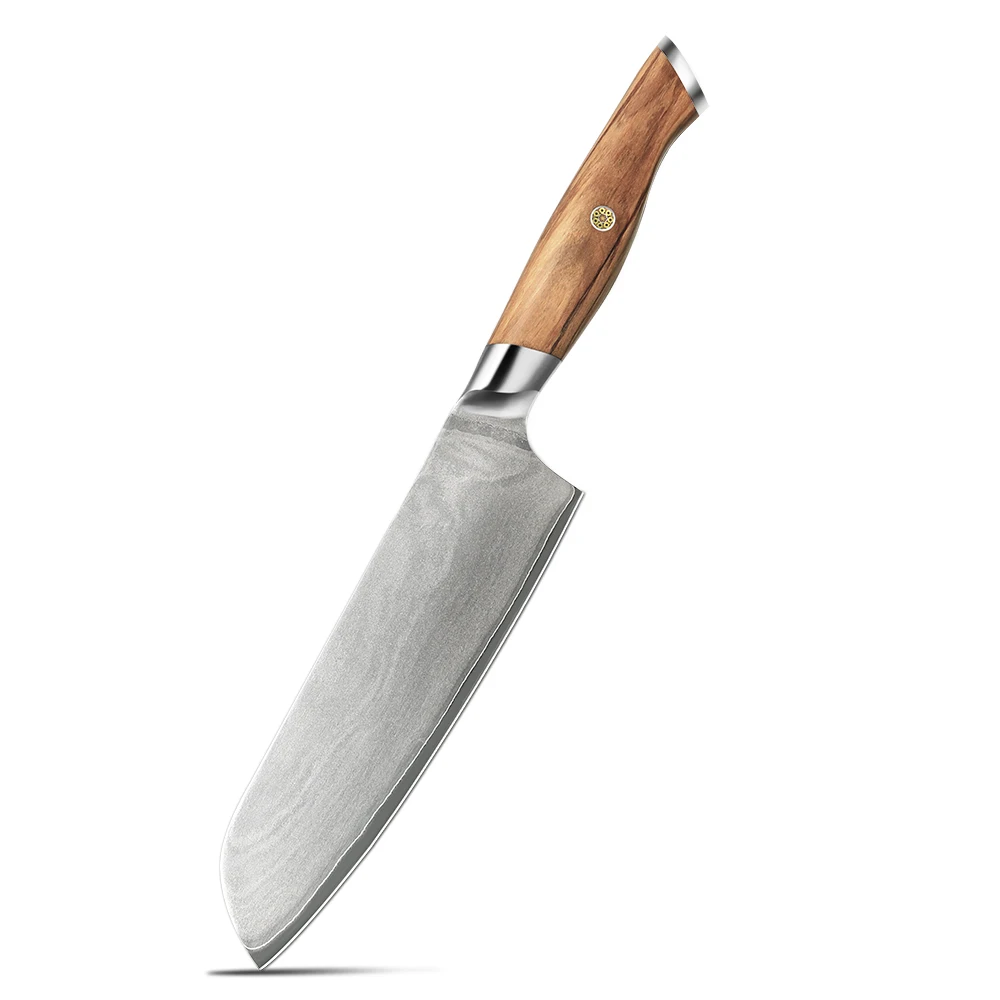 Professional Santoku Knife, Hikari – VG-10 Steel Blade, Olive Wood Handle, for Slicing and Dicing