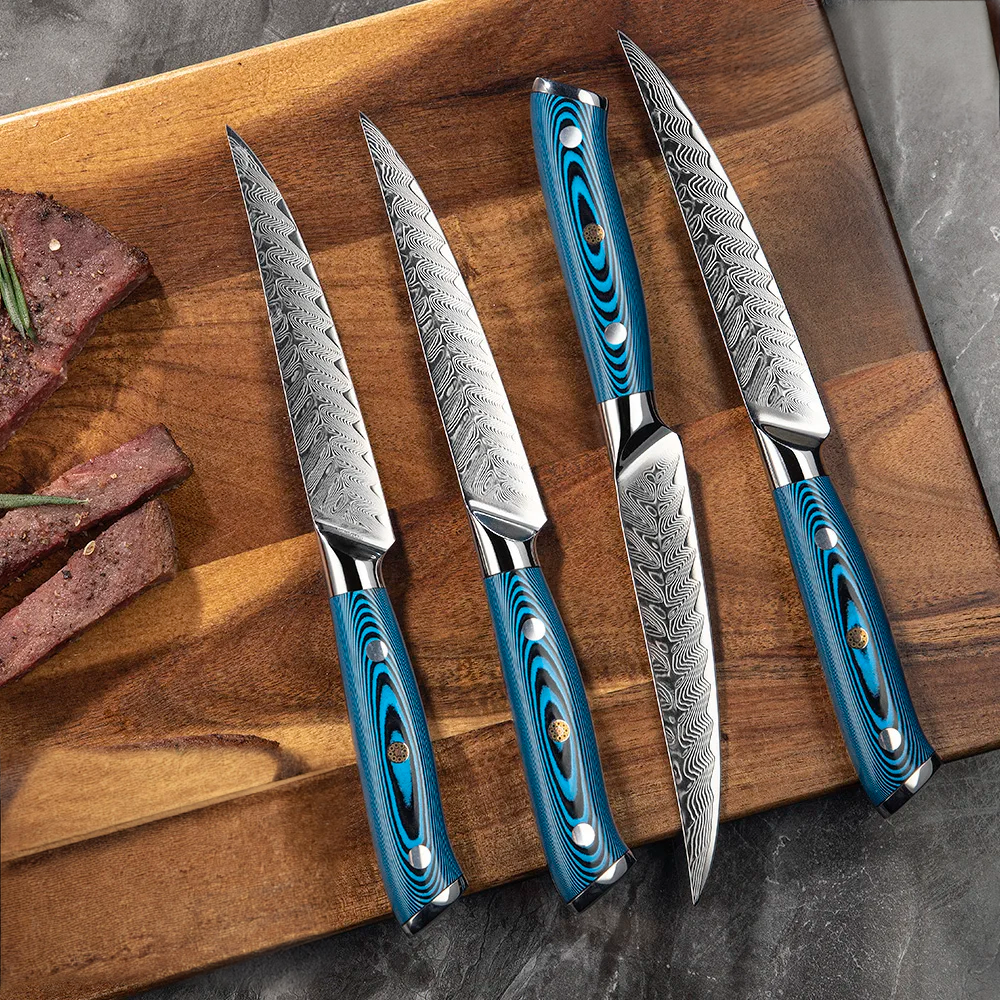 High-Performance Steak Knife – Damascus Steel, Ergonomic Handle, Ideal for Slicing and Carving Meats, Hikari