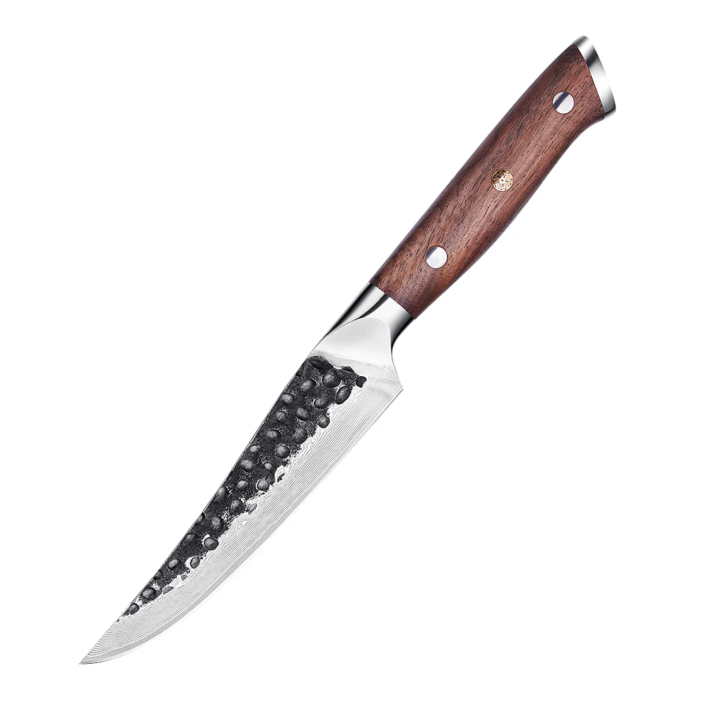 Professional Steak Knife, Hikari – VG-10 Damascus Steel, Walnut Handle, Perfect for Slicing Meats and BBQ