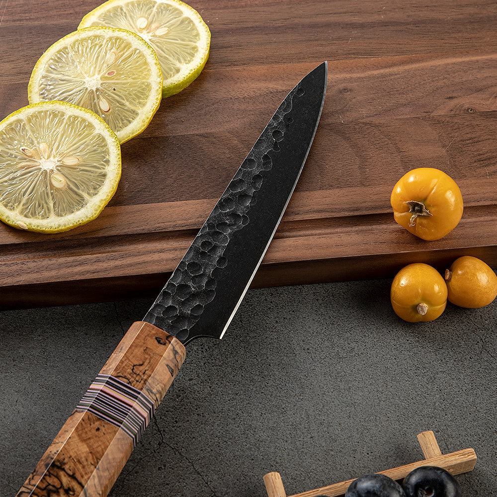 Petty / Small Multipurpose Knife, Hikari – High Carbon Steel Blade with Spalted Maple Handle for Cutting Small Pieces