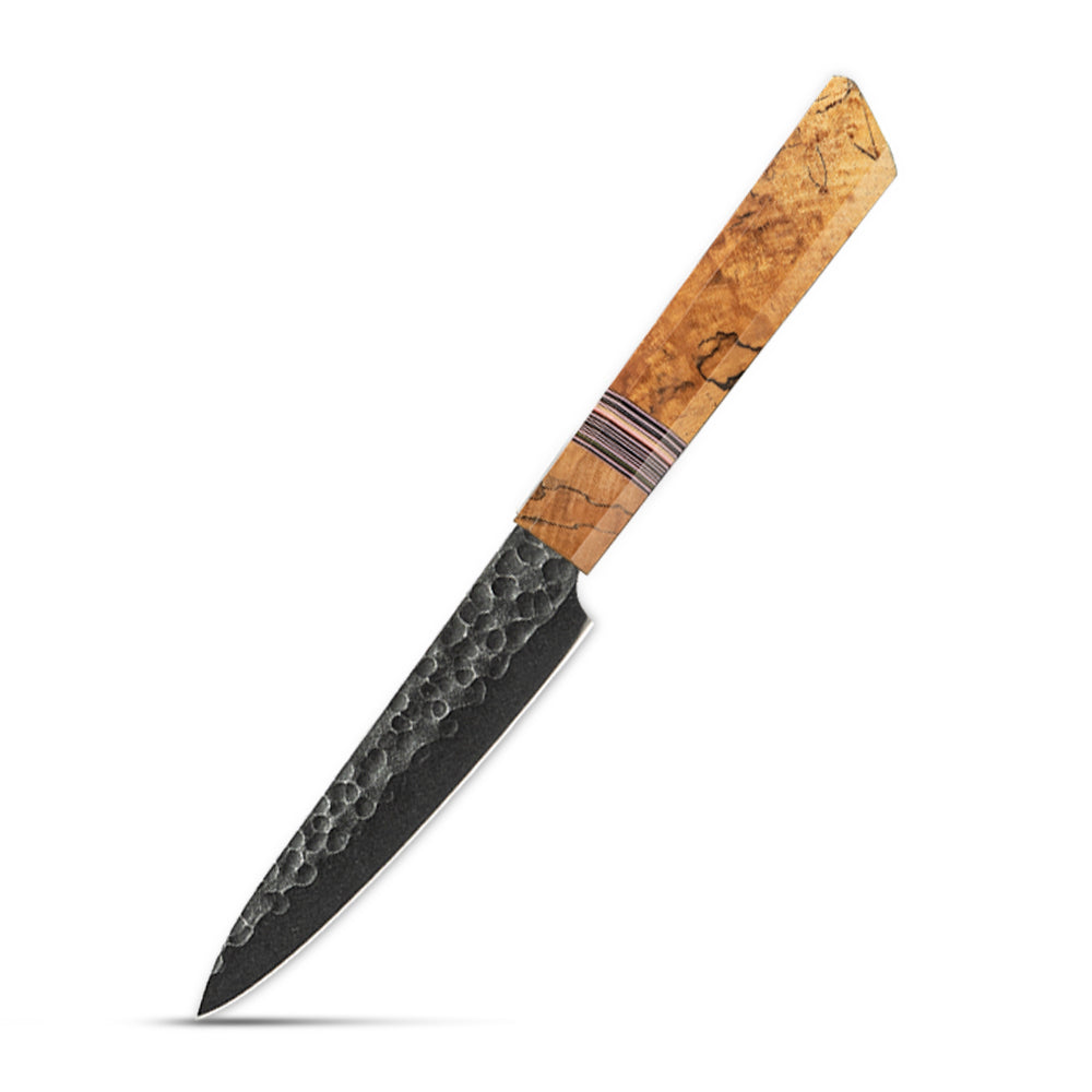 Petty / Small Multipurpose Knife, Hikari – High Carbon Steel Blade with Spalted Maple Handle for Cutting Small Pieces