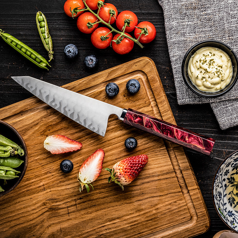 Hikari Petty Knife – Professional Japanese Utility Knife with Frosted Blade & Resin Handle